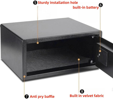 Safe Box for Home hotel, all steel password anti-theft，Electronic Money Box with Digital Keypad and Keys, Small Safe for Protect Money Laptop Jewelry A4 Documents, 42 X 37 X 20 cm（black）