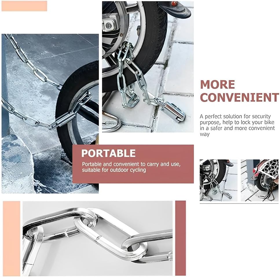 HEXAR Bike Lock Heavy Duty with 3 Keys, Anti-Theft High Security Chain Lock, Weatherproof Bicycle Lock Padlock for Bike Bicycle, Motorcycle, Scooter, Door, Gate, Fence (Without Cover), HX343