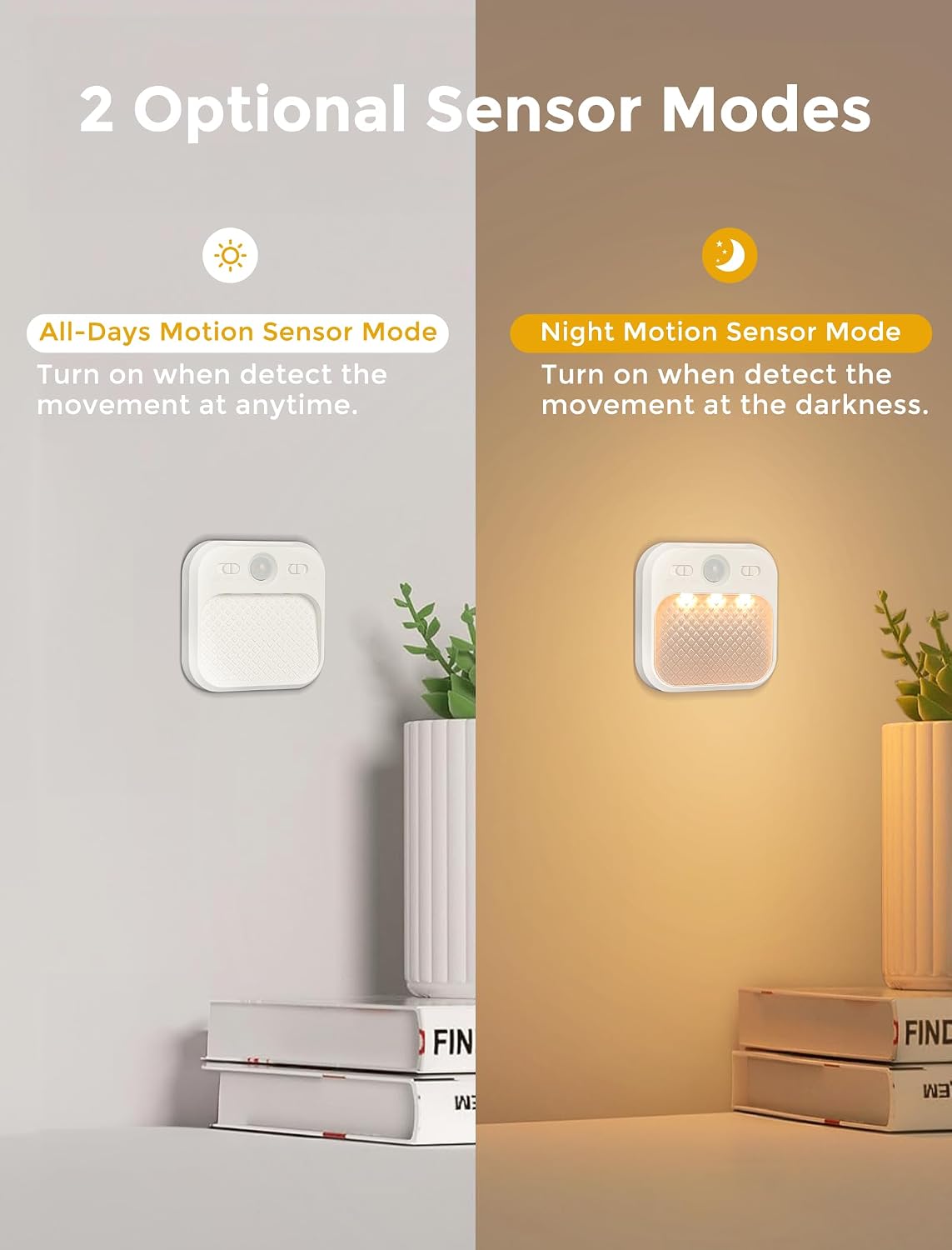 MERTTURM Motion Sensor Night Light, Wireless Rechargeable LED Night Light Indoor, 3 Sensor Modes&Adjustable Brightness (30days Standby), Stairs/Bedroom/Bathroom/Hallway Light for Kids, Adult [2 Pack]