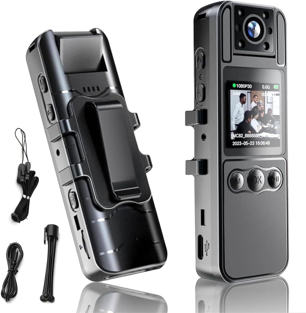 YARDHOBI HD 1080P Body Camera, 180° Lens + Night Vision + Audio