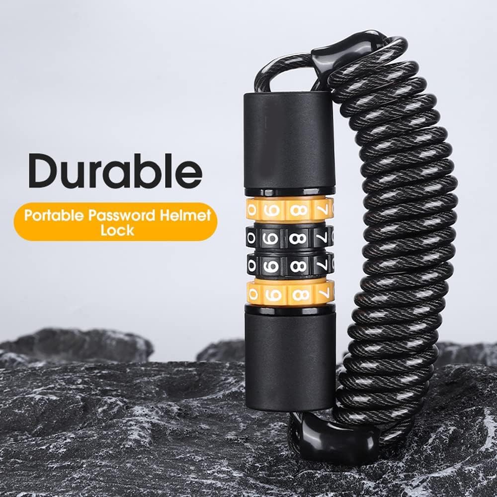 Bicycle Heavy-Duty Lock, Azonee 1.5m Steel Cable Lock with 4-Digit Combination, Durable Anti-Theft Bike Lock for Bicycles, Electric Scooters & Motorcycles