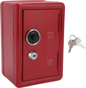 Mini Safe Box Red Dictionary Shape Money Bank Metal Piggy Bank with Lock Key Password for Coins Jewelry Valuables