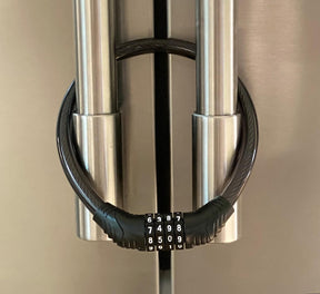 ALMEKAQUZ Refrigerator Lock, 4 Digit Combination, Sturdy Multifunctional, French Door, Cabinet, Bike Stroller, Stainless Steel
