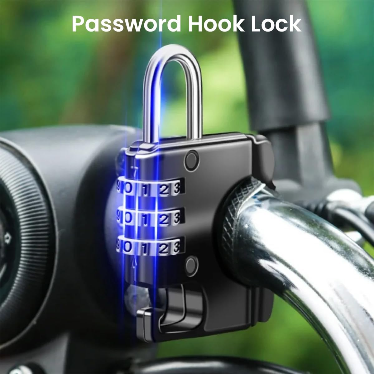 ZORBES® Motorcycle Helmet Combination Lock, 3-Digits Combination Padlock Motorbike Helmet Lock, Bike Helmet Lock Helmet Locks for Motorbikes Scooter Helmet for 22-28mm Handlebar