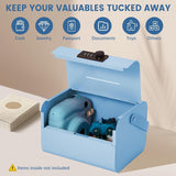 Mini Safe Box for Kids - Portable Money Lock with Combination Lock for Cash, Jewelry & Valuables, Lightweight Security Safe Metal Money Box for Cash Saving for Kids Boys Girls (Blue)