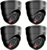 Rubik 4pc Dummy CCTV Camera with Flashing LED Light, Adjustable Fake Surveillance Camera Security Indoor Dome Camera with LED Light (Black)