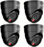 Rubik 4pc Dummy CCTV Camera with Flashing LED Light, Adjustable Fake Surveillance Camera Security Indoor Dome Camera with LED Light (Black)