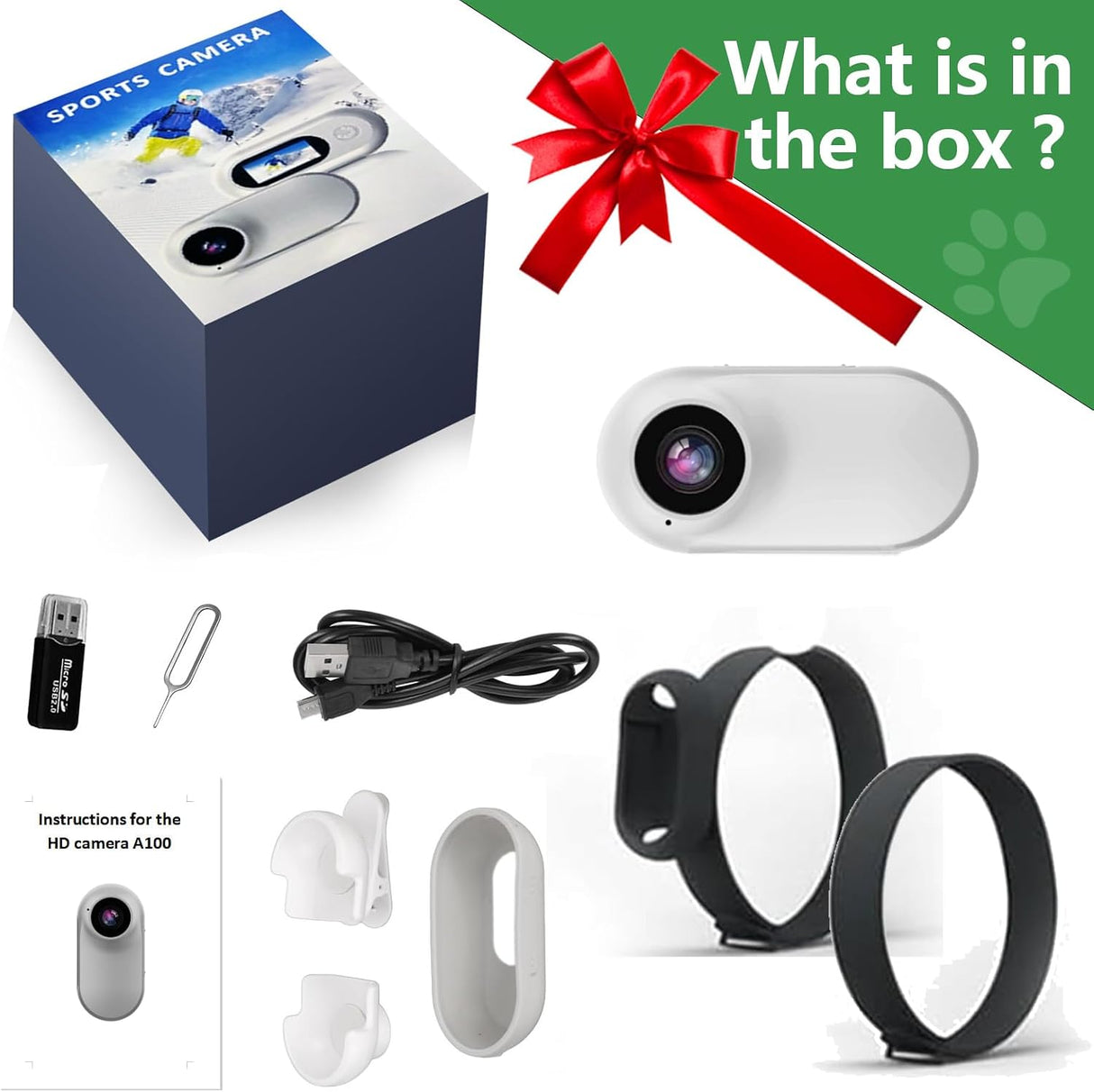 HD 1080P Cat Camera Collar with Video Record Wireless Mini Sport cam,Small Action Cameras,Body Camera for Pet Supplies/Stuff,Outdoor/Inoor Birthday Gift No WiFi