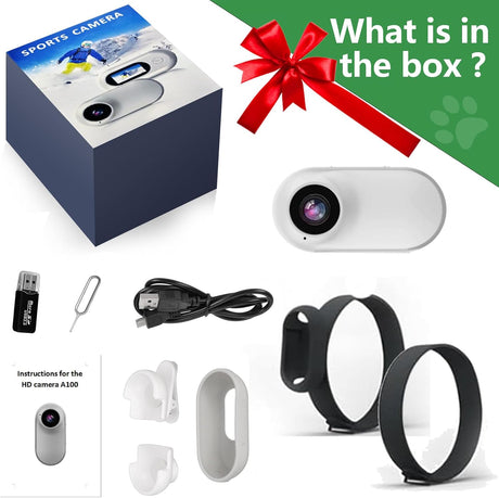 HD 1080P Cat Camera Collar with Video Record Wireless Mini Sport cam,Small Action Cameras,Body Camera for Pet Supplies/Stuff,Outdoor/Inoor Birthday Gift No WiFi