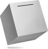 Piggy Bank for Adults Must Break to Open, Stainless Steel Metal Money Savings Box for Cash Coin (4.72 inch) Silver