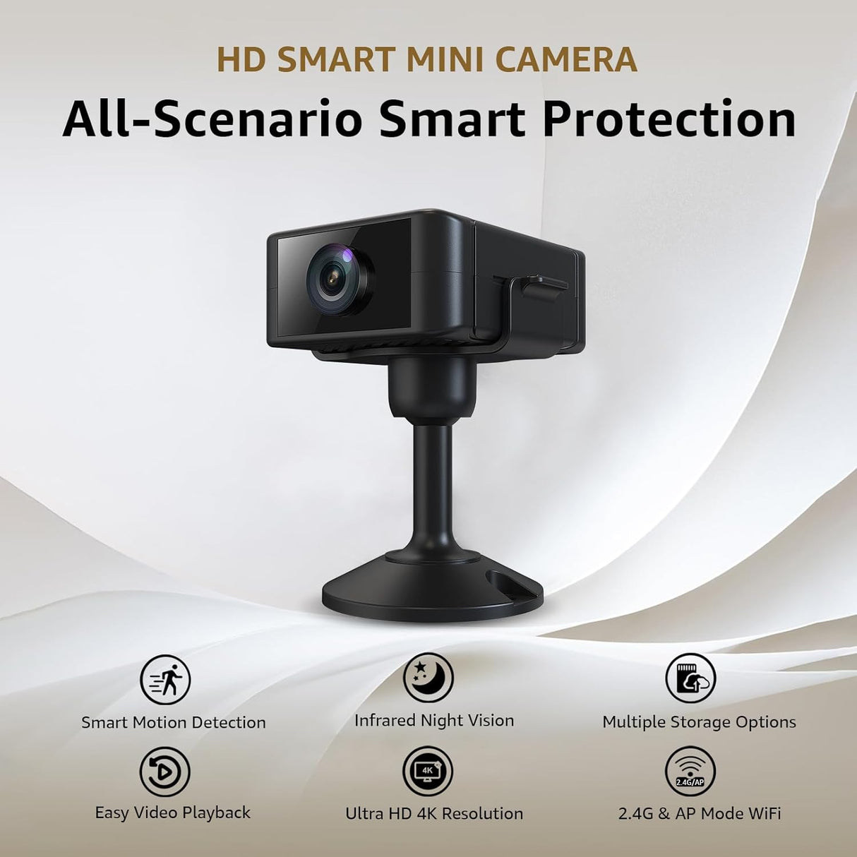Mini Camera for Home 4K HD Indoor Battery Wireless WiFi Security App Control Smallest Surveillance Camera for Room Nanny CAM with Motion Detection Night Vision
