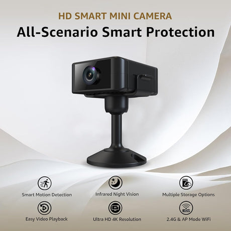 Mini Camera for Home 4K HD Indoor Battery Wireless WiFi Security App Control Smallest Surveillance Camera for Room Nanny CAM with Motion Detection Night Vision