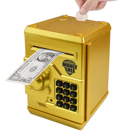 Piggy Bank Electronic Mini ATM for Kids Baby Toy, Safe Coin Banks Money Saving Box Password Code Lock for Children,Boys Girls Best Gift (Rose Gold)