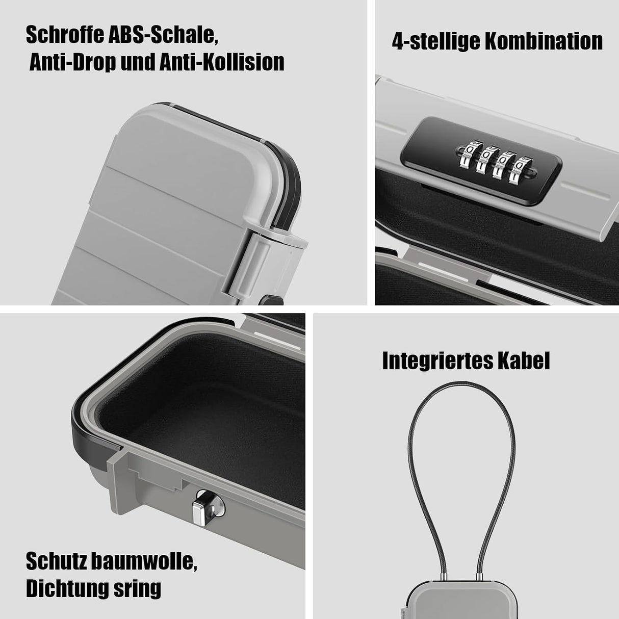 Diyife Small Safe Box Portable 4 Digit Code Safe Security Box, Waterproof | with 6 mm Thick Removable Wire Rope, Secures Valuables when Travel, on the Beach, Camping, in the Office, Cars