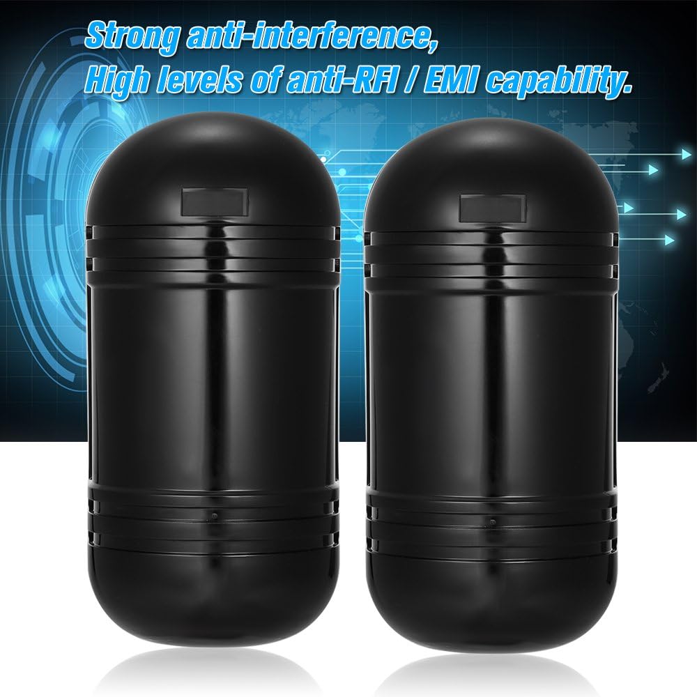 Dual Beam, Wired Dual Beam Photoelectric Infrared Sensor Barrier Detector 100M Alarm Tamper Alarm Output for Park Courtyard Gate Door Window Burglar Alarm System