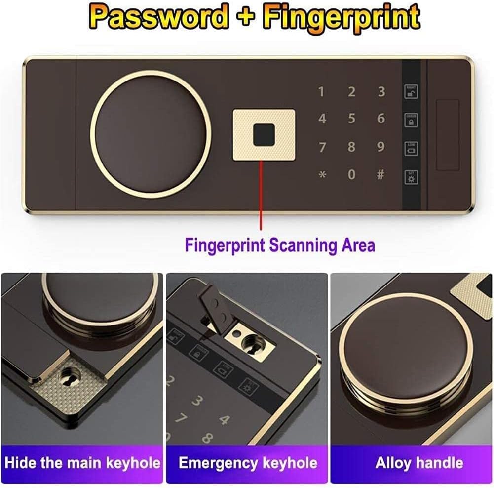Safe and Durable Fireproof Waterproof Safe Safe Box Electronic Digital Security Safe Box Bedside Cabinet Invisible Safety Box Biometric Fingerprint Home Steel Safe for Office Hotel Jewelry Gun Cash Me