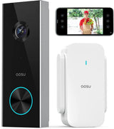 aosu Doorbell with Camera, 2K Video Doorbell, Encrypted Storage Bell Camera with AI Person Detection with AI, Battery Operated, Works with Alexa
