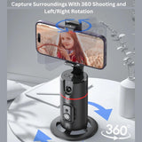 Auto Face Tracking Tripod, Smart Selfie Stick Object Tracking Holder, No App Required, 360° Rotation Body Phone Camera Mount with Detachable Remote, Smart Shooting Holder With Gesture Control