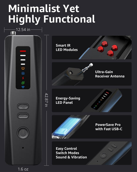 Hidden Camera Detectors, Advanced Anti-Spy Technology RF Signal GPS Tracker Finder, Wireless Bug Sweeper with Magnetic Detection for Home Office Travel Security, Real-Time Alarm