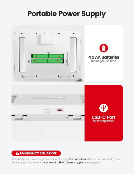 TERRIFI Metal Timed Lock Box, Time lock Box with Child Lock and LED Display, Self-Control Timer Locker, for Phones, Snacks, Video Games or Other Temptations, Can reduce Stress & Anxiety