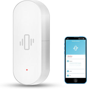 Smart Vibration Sensor for Windows and Doors, WiFi Wireless Glass Break Detector with App Alerts, Adjustable Sensitivity, Remote Monitoring, Easy Install Security Sensor