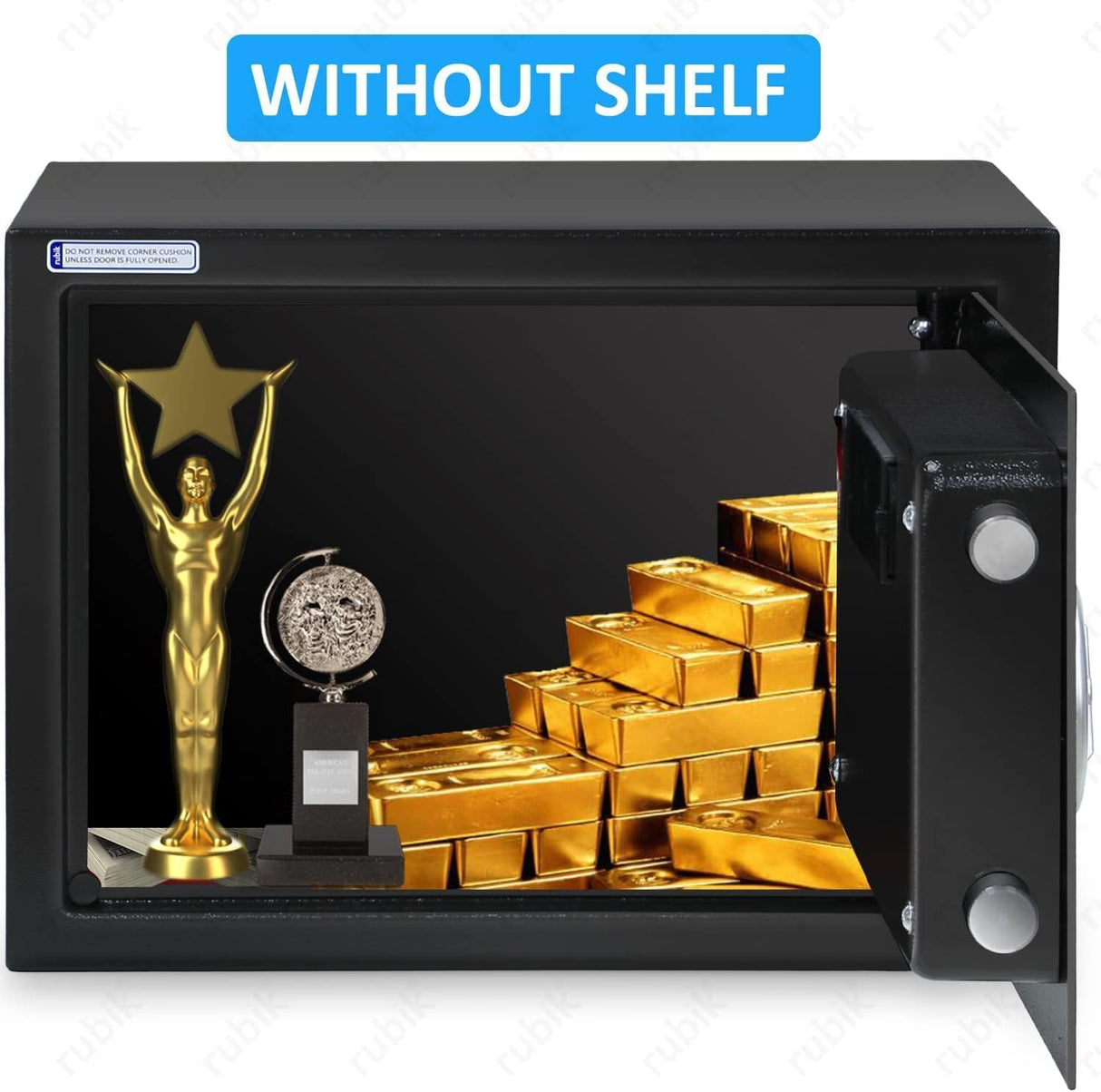 Rubik Safe Box A4 Document Size with Digital Lock and Override Key for Home Office Shop Business RB-25EG6 (25x35x25cm) Black