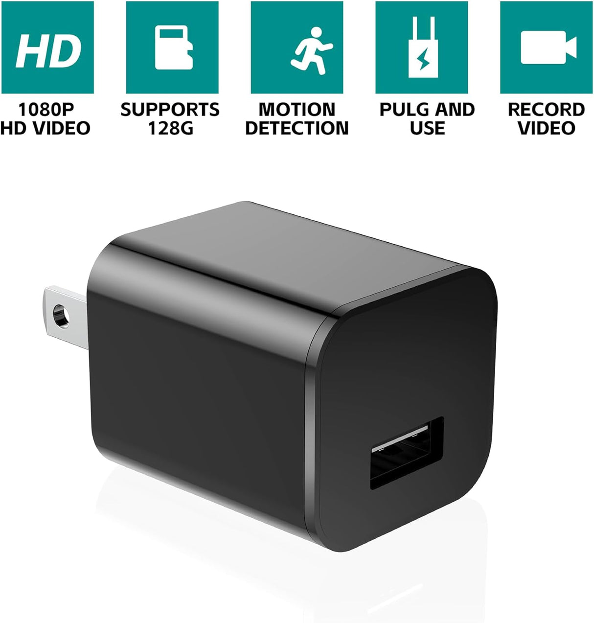 DUVIX Mini Camera with 64G Card 1080P Small Security Camera Charger with Motion Detection for Indoor (No WiFi)