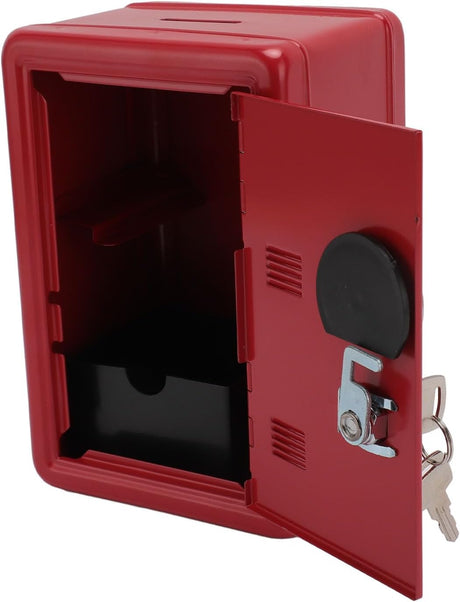 Mini Safe Box Red Dictionary Shape Money Bank Metal Piggy Bank with Lock Key Password for Coins Jewelry Valuables