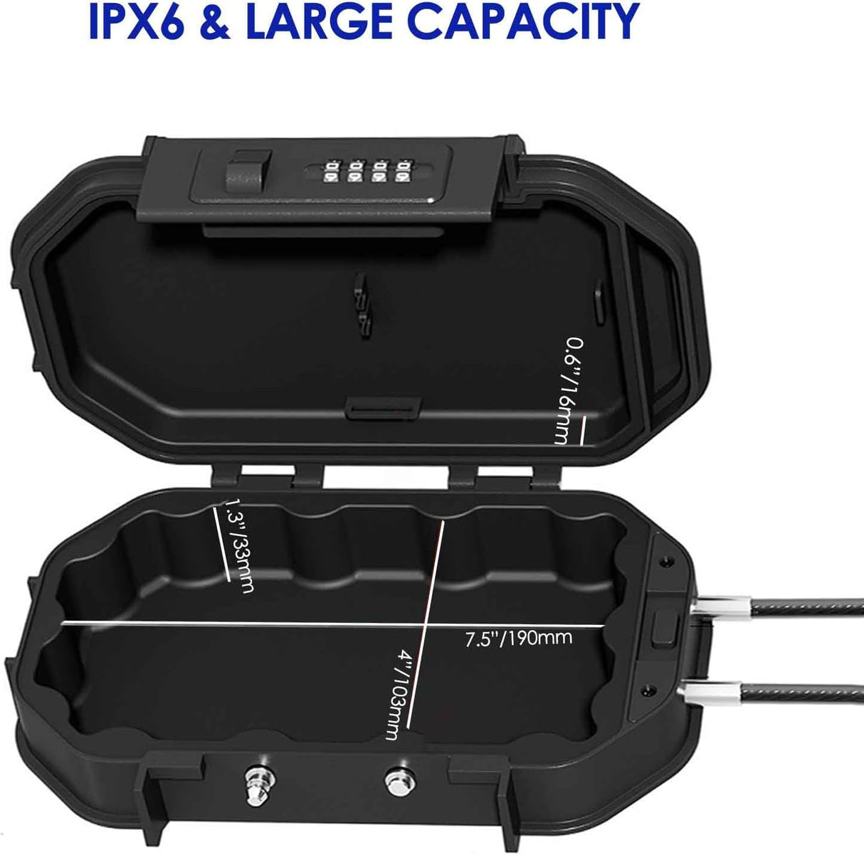Waterproof Lock Box, Portable 4-Digit Combination Safe Boxes with Removable Cable, Anti-Theft Small Security Lockbox, Resettable Code Cash Case, Outdoor Key Hider for Travel, Gym, Hotel, Dorm, Beach