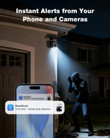 SEHMUA Security Cameras Wireless Outdoor (4-cam-kit), No Subscription Fee | 64GB Built-in Storage, 360° PTZ Coverage, 4MP Live Video, Color Night Vision, Instant Alerts, Solar Security Camera System