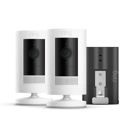 Ring Outdoor Camera Battery (Ring Stick Up Cam Battery) | HD wireless outdoor Security Camera with Two-Way Talk system and Wifi, Works with Alexa | Alternative to CCTV | White | 2 Cameras
