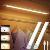 Under Cabinet Light, Necomi 2 Pack 3 Colors Motion Sensor Light 2500mAh Rechargeable Wireless Closet light,Dimmable Night Lights for Bedroom,Closet,Kitchen,Hallway, Cupboard Light,40CM