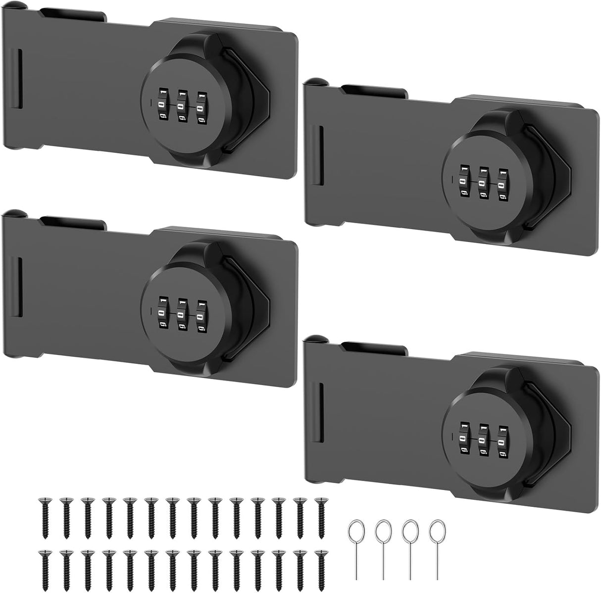 YogePote Mechanical Password Rotary Hasp Lock, Slide Latch, Black