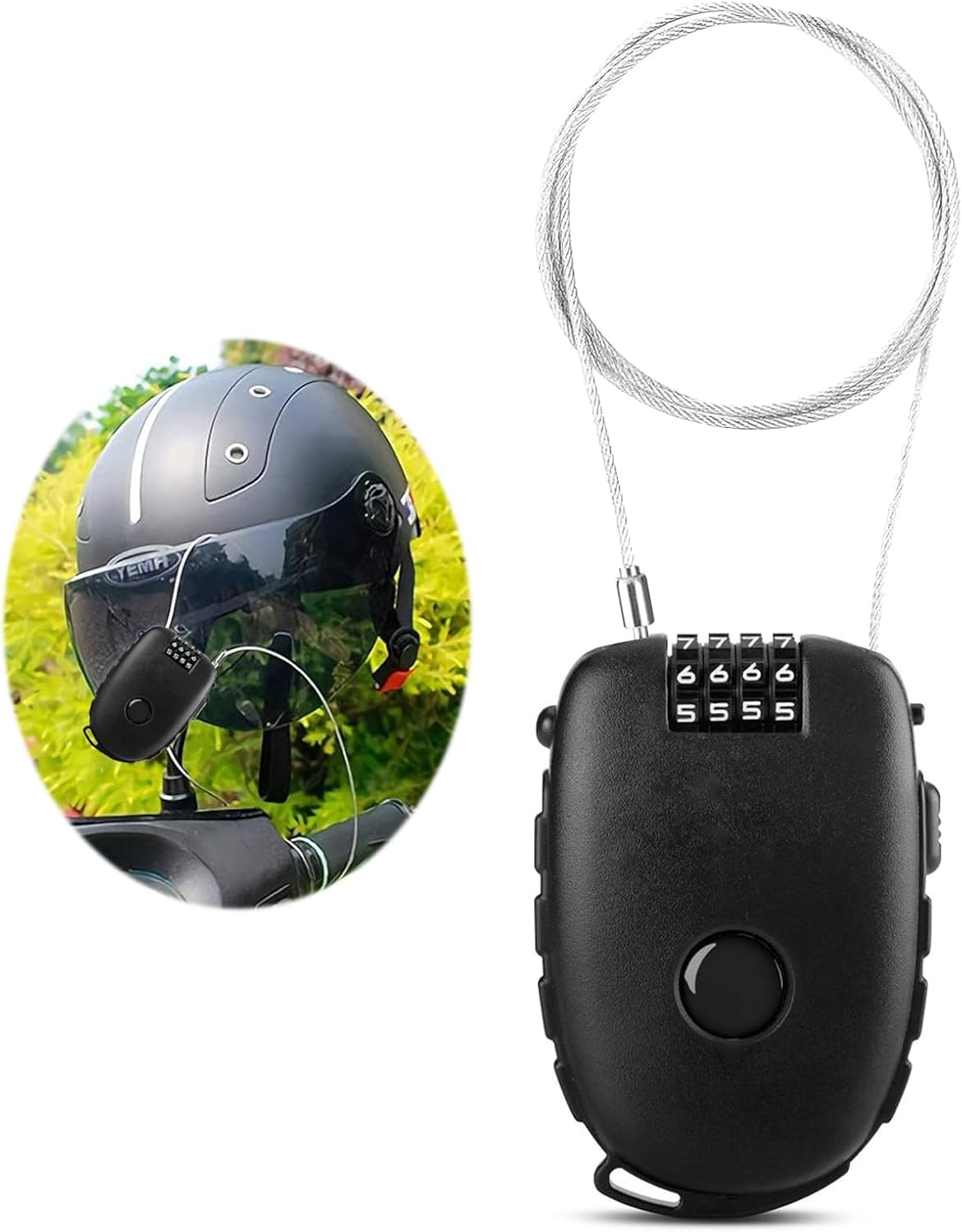 4-Digit Combination Padlock with Flexible Cable, Mini Heifer-Shaped Lock for Luggage, Suitcase, Laptop, Bike, Stroller, Toolbox, Locker, Safety Pad Lock for Travel Security