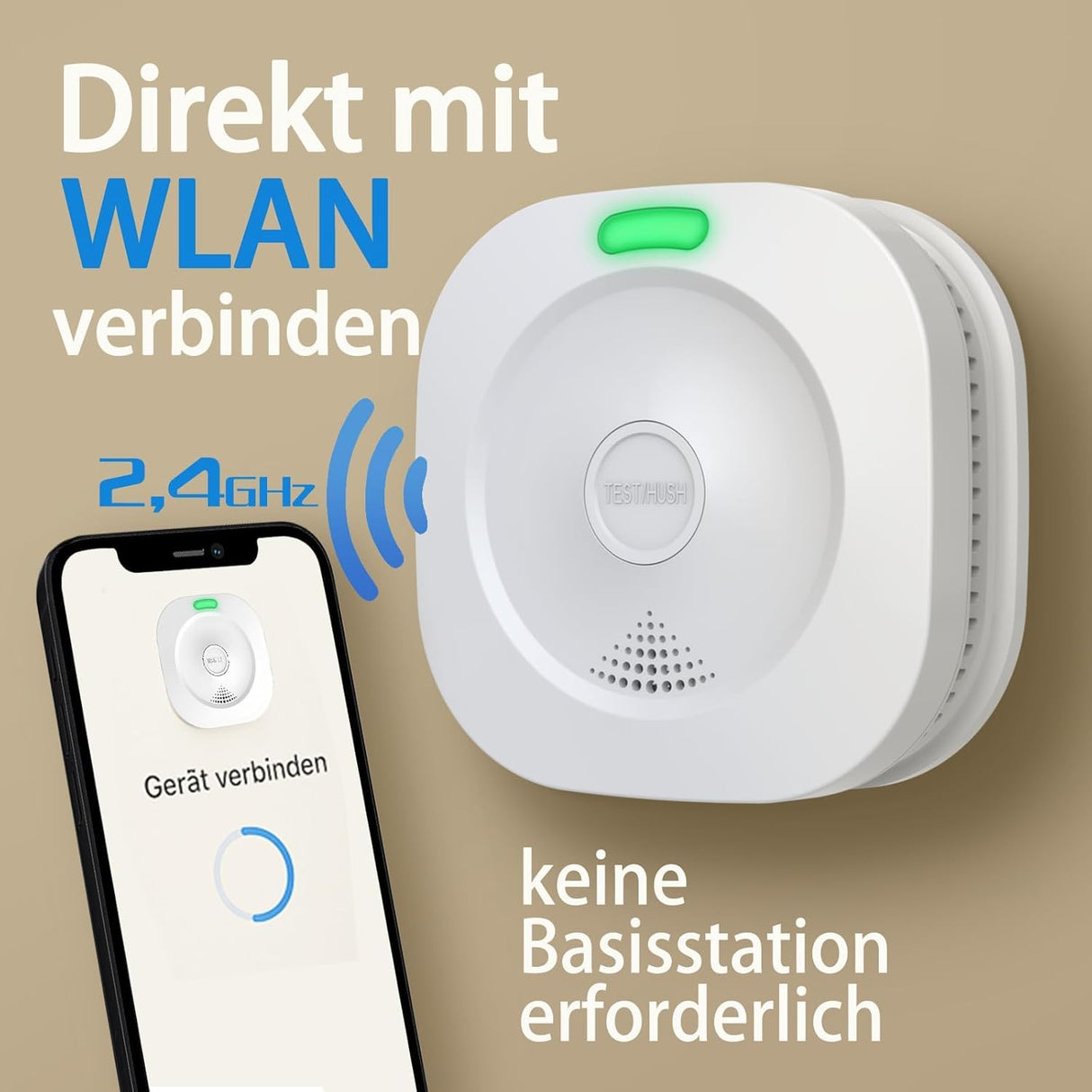 ZYTA WiFi Smoke Detector with 10-Year Battery, EN 14604 (2-Pack)