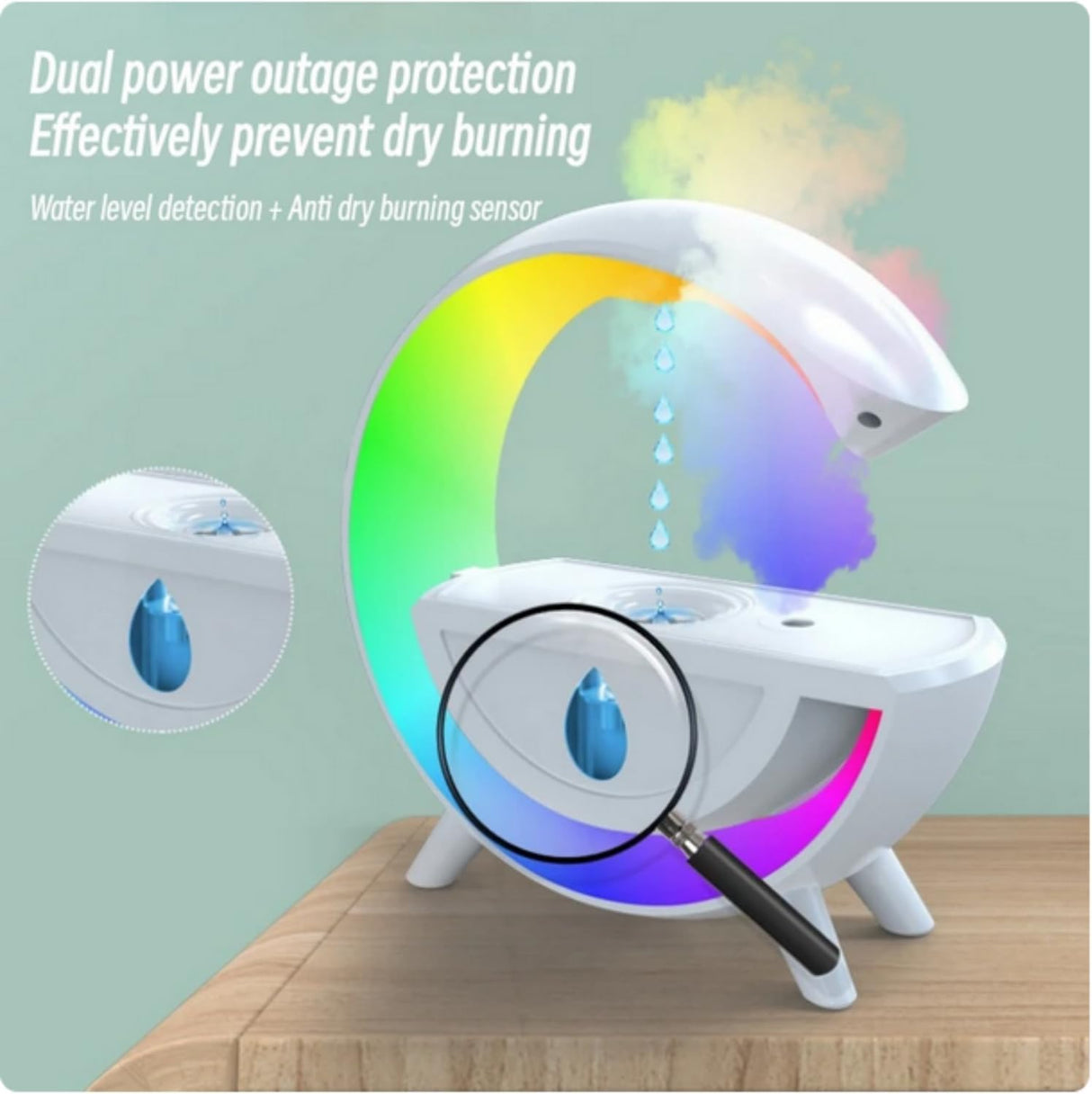 SKEIDO 350ml Anti-gravity Air Humidifier Diffuser Creative Aromatherapy Water Droplet RGB Table Lamp Night Light for Office Bedroom