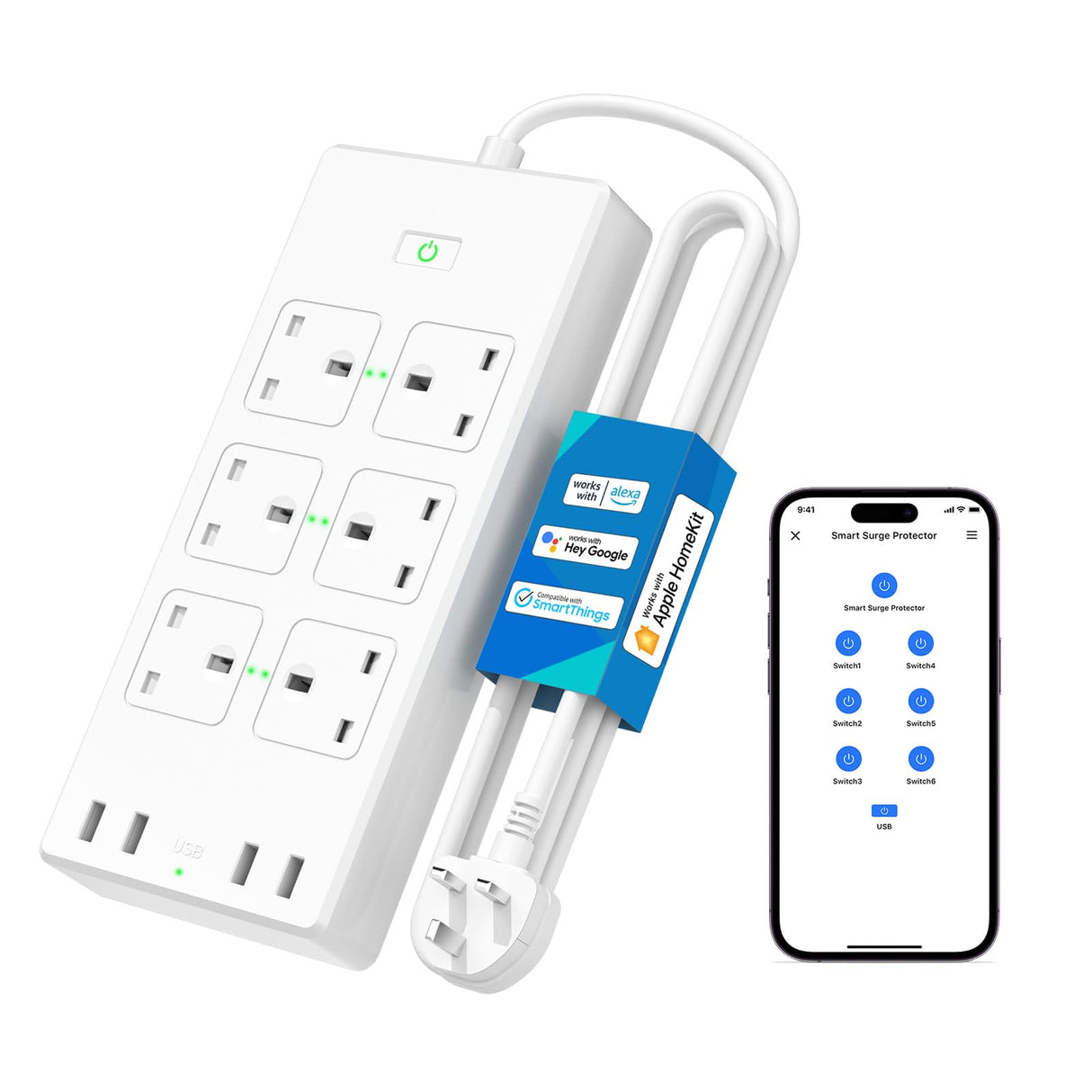 Meross Outdoor Smart Plug 13A IP44 WiFi Plug, Compatible with Apple HomeKit Alexa Google Assistant SmartThings, Voice Control 2 Grounded Heavy Duty Outlets