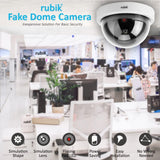 Rubik 3pc Dummy CCTV Dome Camera with Red LED Light, Fake Surveillance Simulation Camera Security Indoor Dome Camera with LED Light (White)