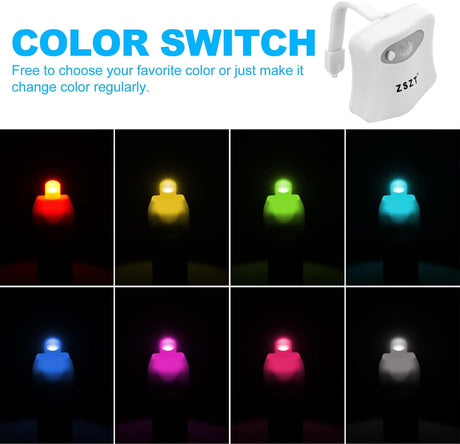 Toilet Night Light Toilet Bowl Light Motion Sensor with 8 Color Changing, Sensor LED Washroom Night Light Fits Any Toilet