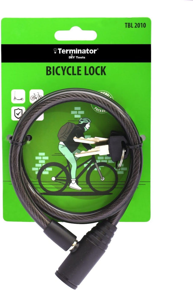 Terminator TBL 2010 Bicycle Lock with 2 Keys, 10 mm x 650 mm Size, Black