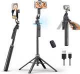 Ulanzi TT23 Auto Face Tracking Tripod for Smartphones, 165cm Cell Phone Selfie Stick, 360° Rotation Tripod with Bluetooth Remote & Gesture Control, Selfie Stick for iPhone/Action Camera