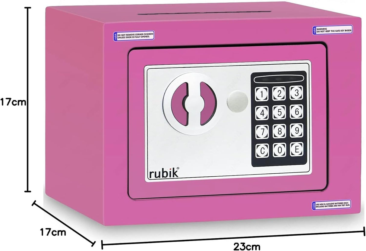 Rubik Mini Cash Deposit Drop Slot Safe with Key + PIN (Pink)