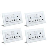 BSEED Double Switched Wall Socket 2 Gang Black with USB C & USB A Charging Ports, 13A Wall Electric Power Socket with Glass Panel