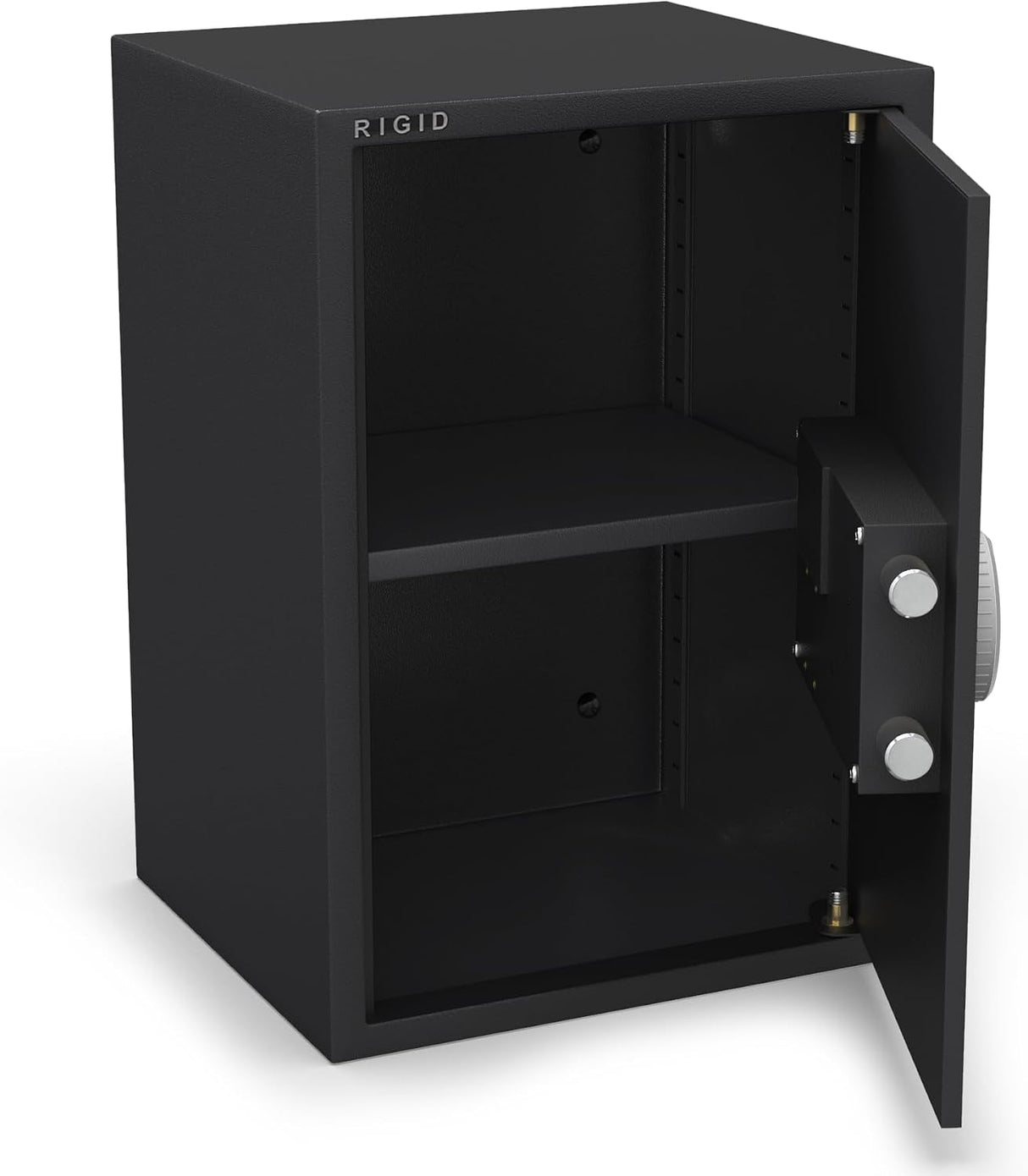 RIGID Hotel Safe Box | Tall Steel Strongbox with Digital Lock and Key | Heavy-Duty Safe for Office, Home, Business Use | Secure A4 Files, Jewelry, Cash (33D x 35W x 50H CM), Pre-Assembled