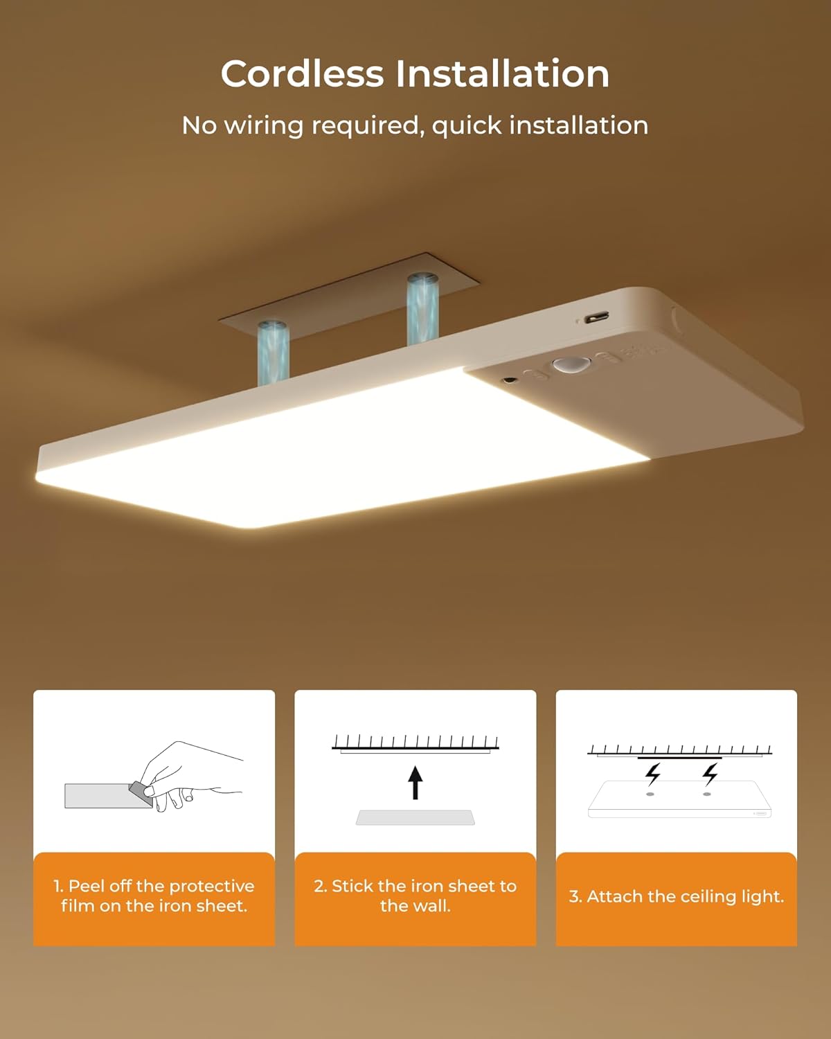 Battery Powered Motion Sensor Light, 12000mAh Rechargeable Under Cabinet Light with Remote, Magnetic Wireless LED Closet Light, 3 CCT Dimmable Sensor Light for Kitchen Bedroom Bathroom Ceiling Home