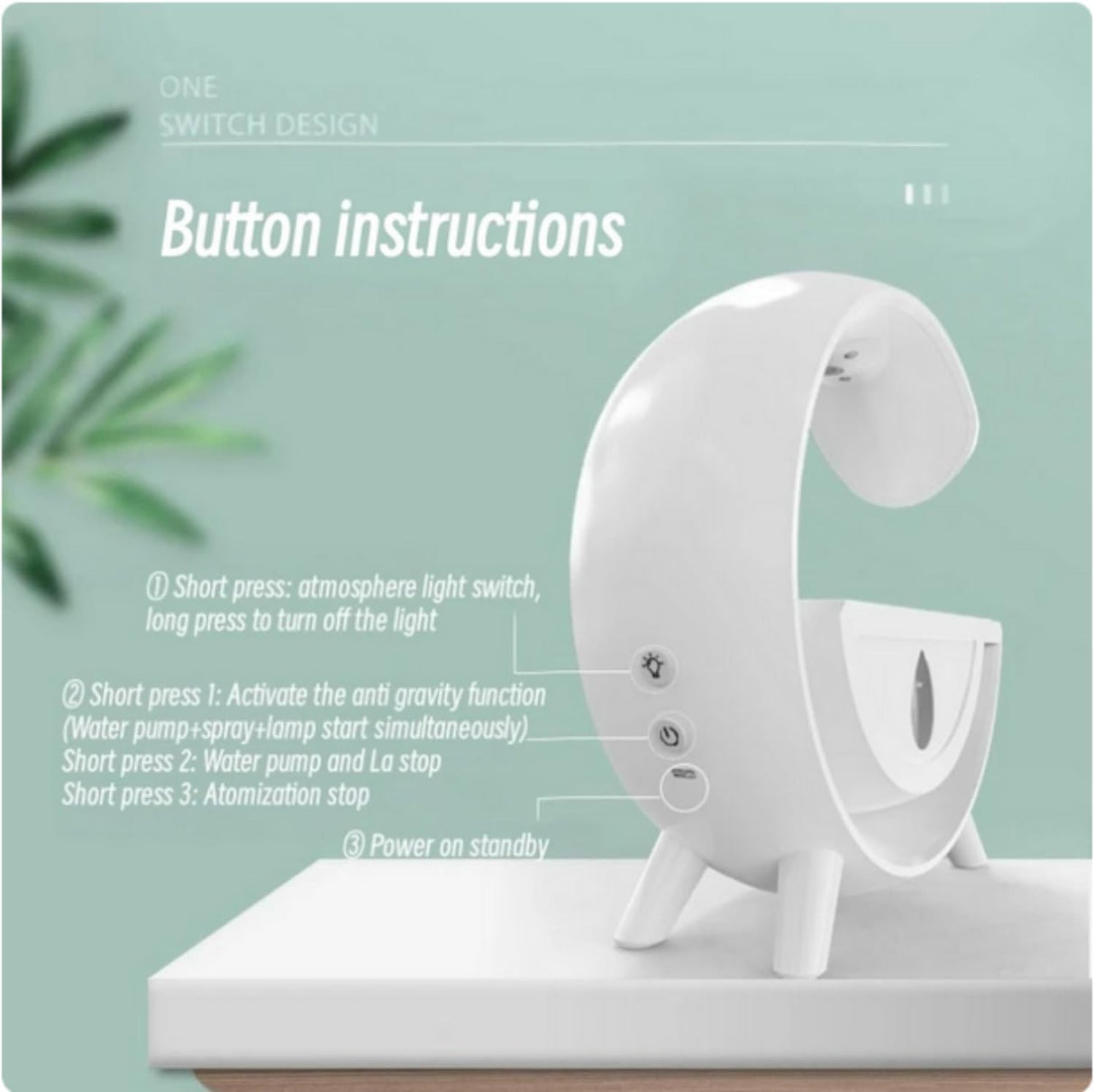 SKEIDO 350ml Anti-gravity Air Humidifier Diffuser Creative Aromatherapy Water Droplet RGB Table Lamp Night Light for Office Bedroom