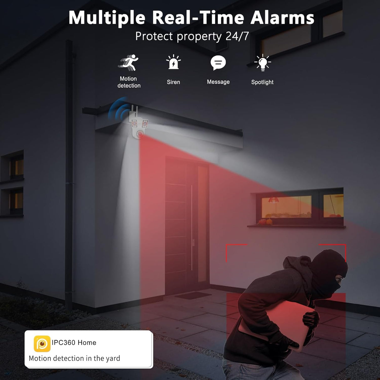 2NLF 4MP Outdoor WiFi Security Camera, 3-Lens, 360° Auto Tracking