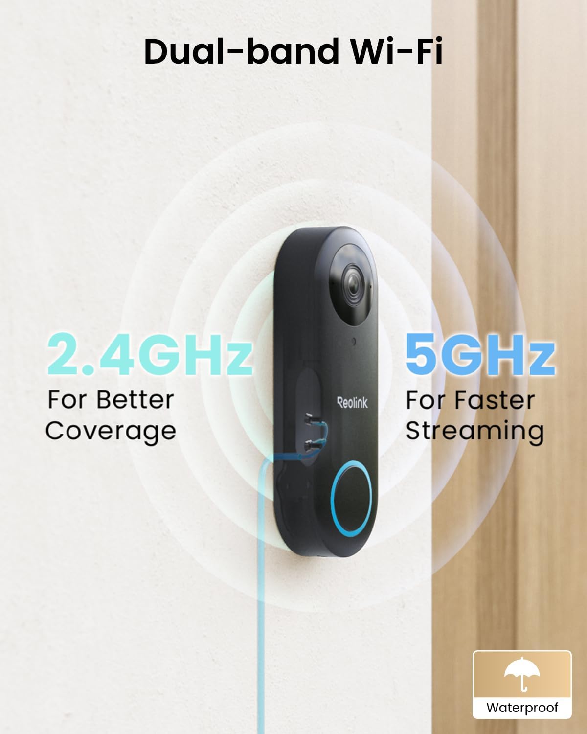 REOLINK Wired Video Doorbell WiFi, 5MP HD Door Bell Camera, 2.4 / 5GHz Wi-Fi Security Cam System, Human Detection, Cloud/microSD Card Storage, FrontDoor, Chime Included