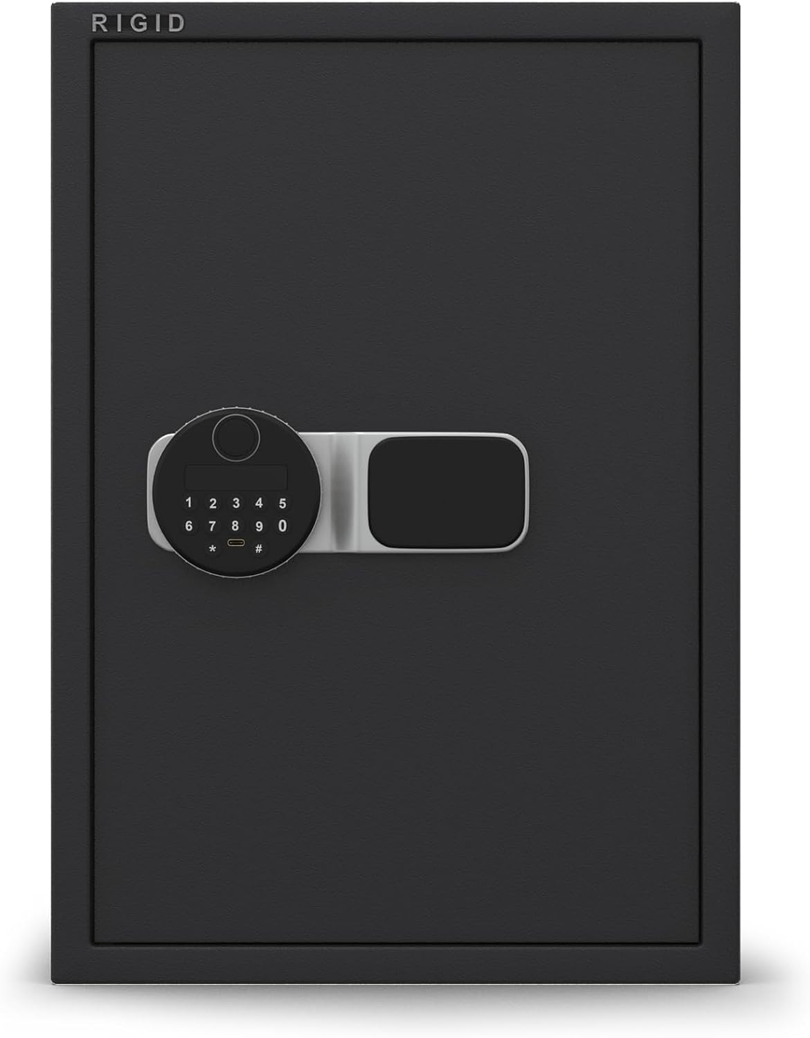 RIGID Hotel Safe Box | Tall Steel Strongbox with Digital Lock and Key | Heavy-Duty Safe for Office, Home, Business Use | Secure A4 Files, Jewelry, Cash (33D x 35W x 50H CM), Pre-Assembled
