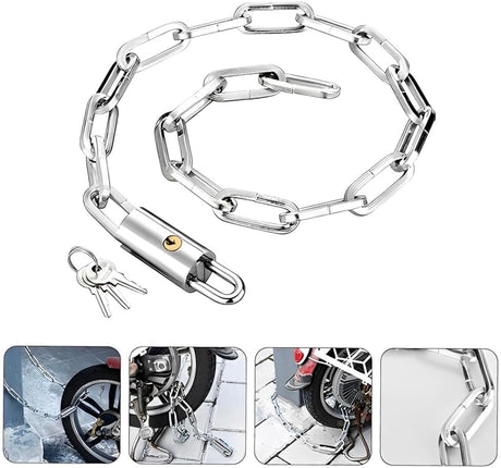 HEXAR Bike Lock Heavy Duty with 3 Keys, Anti-Theft High Security Chain Lock, Weatherproof Bicycle Lock Padlock for Bike Bicycle, Motorcycle, Scooter, Door, Gate, Fence (Without Cover), HX343